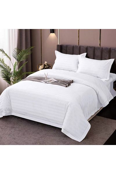 Pucioasa Double bed linen in polycotton damask, 6 pieces, Pucioasa, IMP23 White