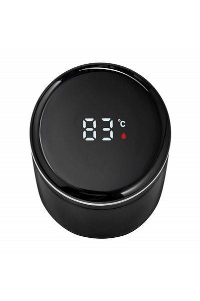 Ambition Stainless steel thermos 420ml, with LCD temperature indicator, black, Indi