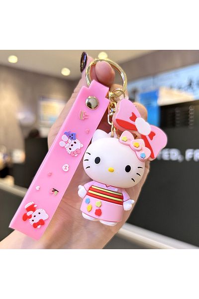 Choice 3 Kawaii Anime Sanrio Hello Kitty Keychain Pendant Holder Key Chain Car Keyring Mobile Phone Bag Ha.