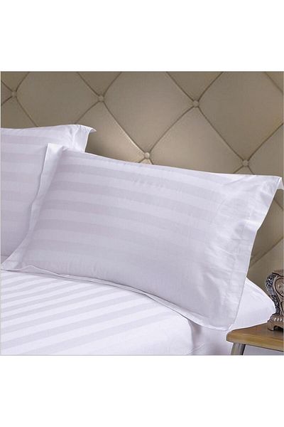 Pucioasa Damask bed linen with 3cm stripe and elastic for 180x200cm mattress - White