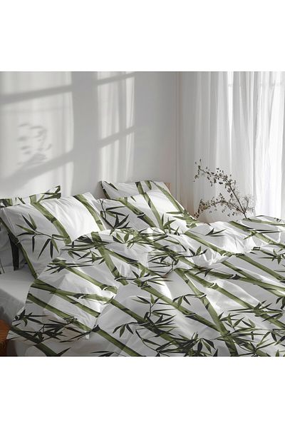 Bedora King Size double bed linen, Bamboo, TC200, 4 pieces, 200x220 cm, satin cotton, multicolor