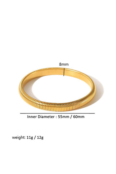 Choice 55mm Gold 8mm 304L Stainless Steel Elastic Bracelet Women 18k Gold Pla...