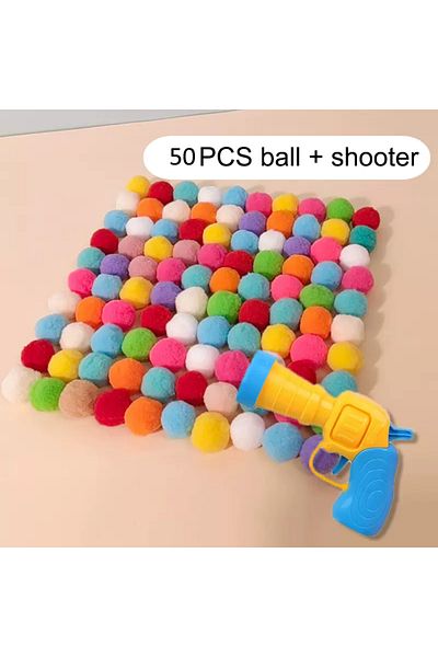 Choice 1 Holder 50pcs ball Cat Toys Interactive Launch Training Creative Kittens Mini Pompoms Games Stretch