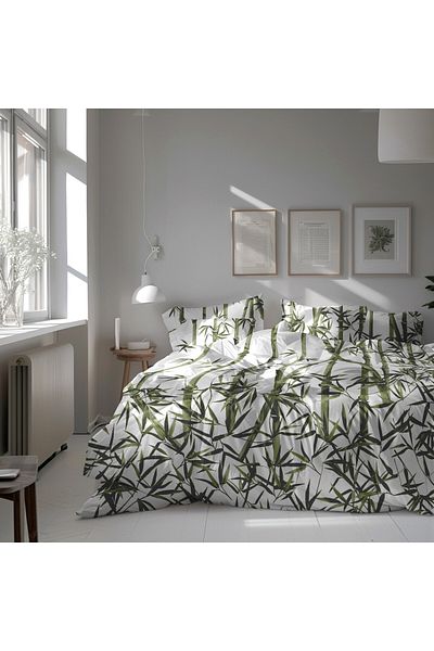 Bedora King Size double bed linen, Bamboo, TC200, 4 pieces, 200x220 cm, satin cotton, multicolor