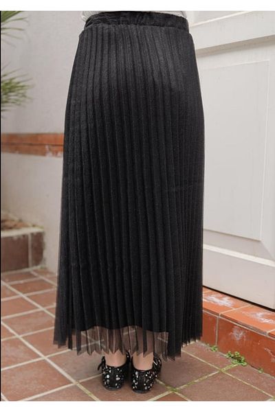 Armine TREND Armi̇ne Trend Pleated Glitter Patterned Skirt-Black 25Yt101