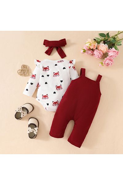 nannie Red Outfit for Girls Jumpsuit and Bodysuit Minodora - 0-3 months