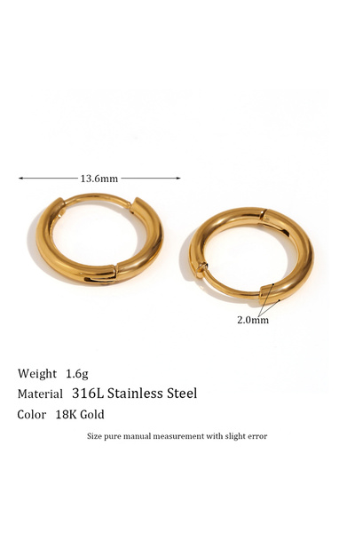 Choice أقراط دائرية صغيرة مطلية بالذهب 14 مم، 10 مم، 12 مم، 14 مم، 16 مم للفت...