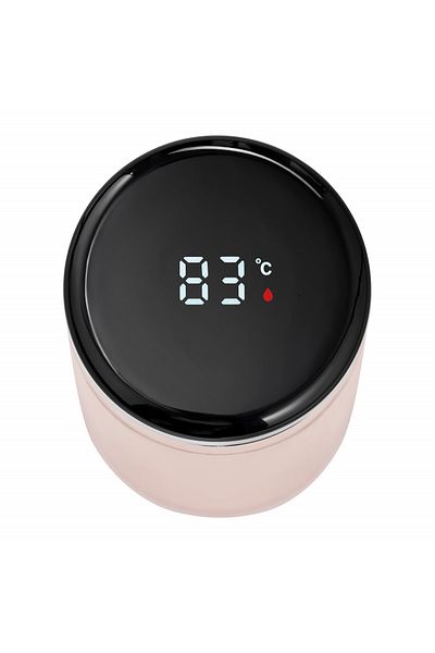Ambition Stainless steel thermos 420ml, with LCD temperature indicator, pink, Indi