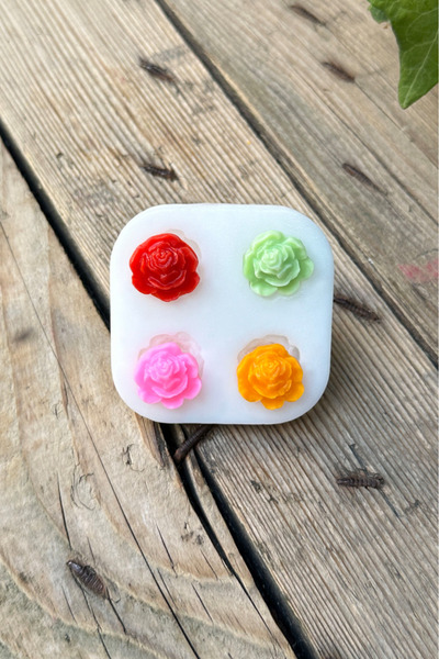 rufus concept Gül Goncası Çiçeği Dörtlü Mum Kalıbı (SİLİKON) (1 ADET)