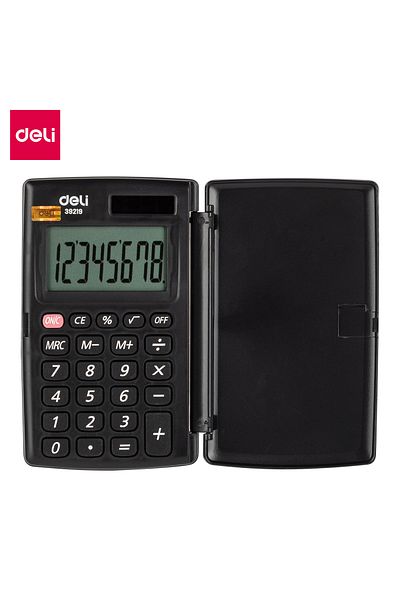 Deli Deli E39219 Plastic 8-Digit Calculator - Black, Dual Power,