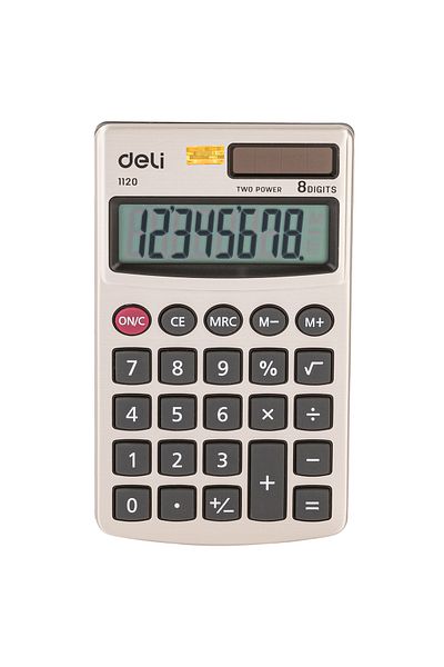 Deli E1120 Metal 8-Digit Calculator - Golden