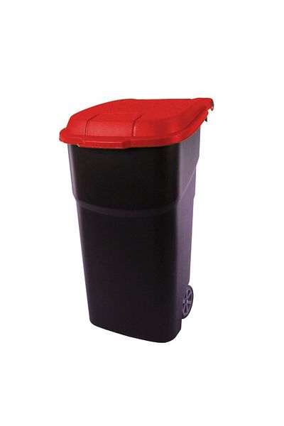 Rotho Cos de gunoi pe roti 100L, capac rosu, Atlas