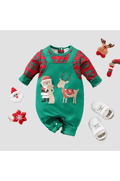 nannie Green Santa Claus Jumpsuit for Boys - 0-3 months