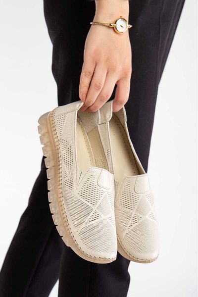 AYAKKABİSEPETİ Inside and Outside Genuine Leather Comfort Orthopedic Mother's Shoes Without Laces
