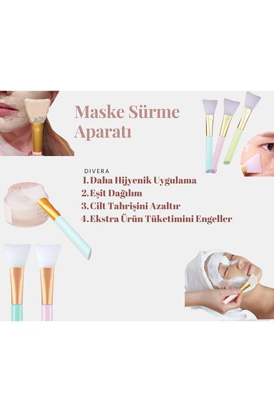 divera dıvera Eyebrow And Face Razor 3 Pcs + Facial Cleansing Brush + Mask Application Apparatus