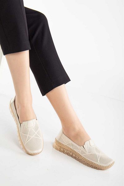 AYAKKABİSEPETİ Inside and Outside Genuine Leather Comfort Orthopedic Mother's Shoes Without Laces
