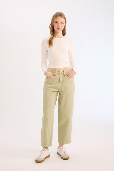 DeFacto Coool Fitted Crew Neck Rib Basic Plain Long Sleeve T-Shirt C8190Ax24Au
