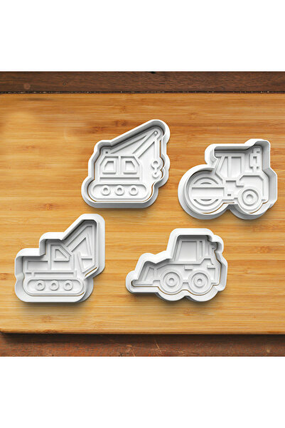 Hobist مجموعة من 4 قوالب بسكويت وقوالب عجينة السكر بطابع البناء