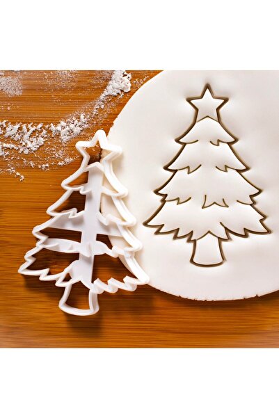 Hobist Yılbaşı Çam Ağacı Yıldızlı Kurabiye Kalıbı - Şeker Hamuru Kalıbı 10cm
