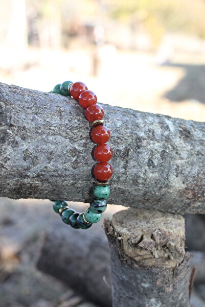 LADIN DOGALTAŞ Karnelyan Root Emerald Natural Stone Bracelet
