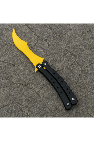 lampara Cs Go Kelebek Bıçağı Vidalı Organik Plastik Gri Sap Siyah Bıçak