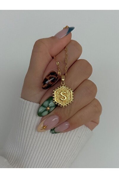 h&b design jewel Çelik Plaka S Harfli Kolye