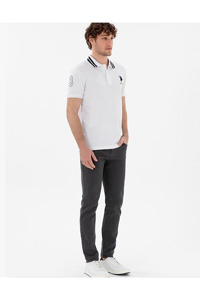 U.S. Polo Assn. Ανδρικό μπλουζάκι Polo Assn με λεπτή εφαρμογή Polo Neck White DMK2084093GSD011Y025