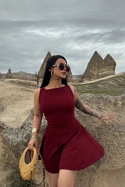 MOZENA Flounce Skirt Zero Sleeve Mini Dress
