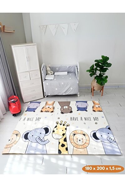 MooieBaby's Animal World Katlanabilir Oyun Matı Oyun Halısı 180 X 200 X 1,5 Cm
