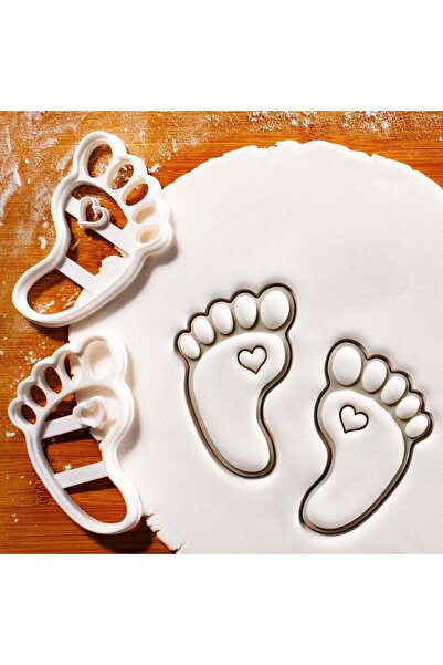 Hobist قالب كوكيز استحمام الطفل وبصمة قدم الطفل على شكل قلب وقالب لب السكر