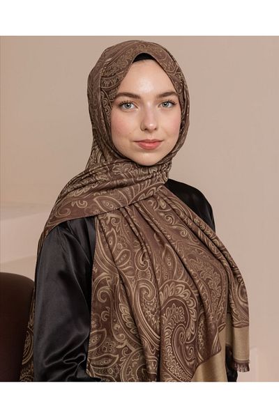 aldyoo Ethnic Pattern Double Face Viscose Shawl - Brown