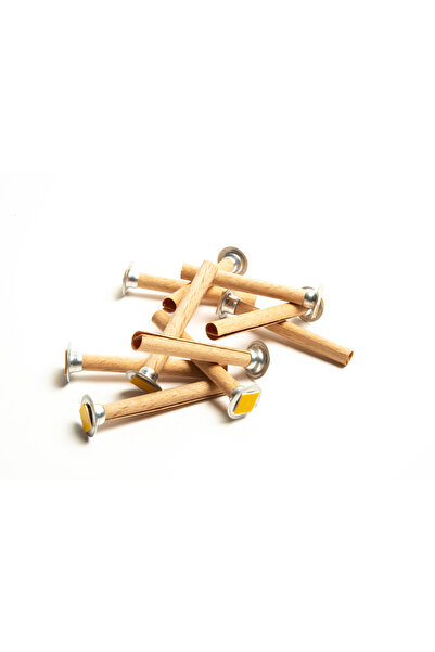 rufus concept Dairesel Model Ahşap Mum Fitili Ve Yapışkanlı Fitil Sehpası 10 Adet ( Ø: 8mm X H:75 )