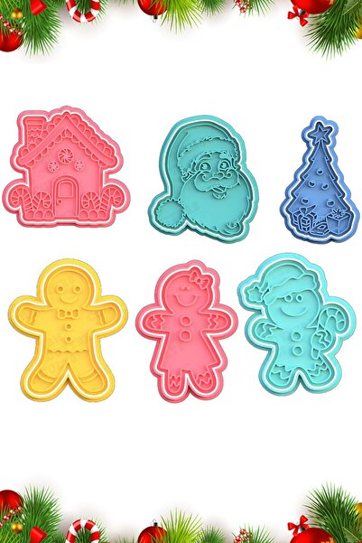 Hobist Christmas Yılbaşı Kurabiye Kalıbı 6 Farklı Kesicili Model Şeker Hamuru Kalıbı