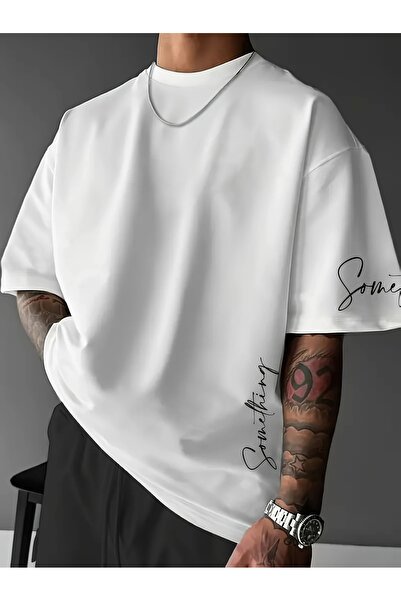 LOTS MODA Ανδρικό μπλουζάκι Casual "SOMETHING" με γραφικά σχέδια - Πολυεστέρα...