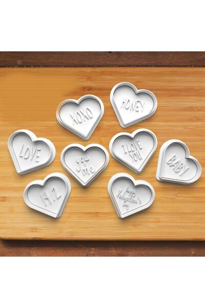 Hobist Sekiz Farklı Kalp Desenli Sevgililer Günü Kurabiye Kalıbı Ve Şeker Ham...