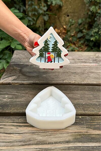 rufus concept 2D Çam Noel Ağacı Desenli Silikon Mum Kalıbı