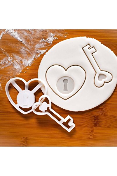 Hobist قالب كوكي لعيد الحب بنمط قلب المفتاح