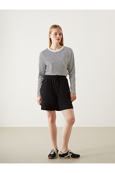 LC Waikiki LCW Vision - Pantaloni scurți drepți pentru femei, negri, cu talie...