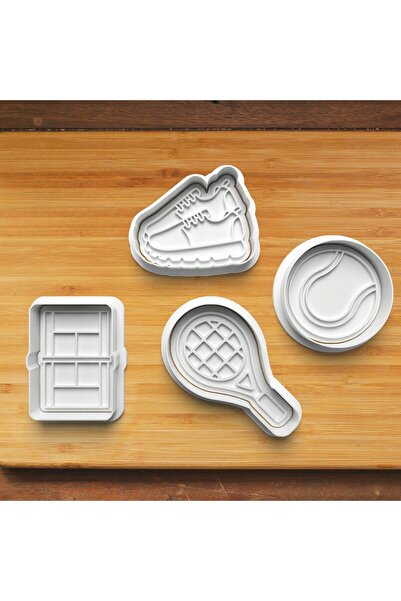 Hobist مضرب تنس، كرة تنس، أربعة أنماط مختلفة، قالب كوكي للتنس وقالب لب السكر