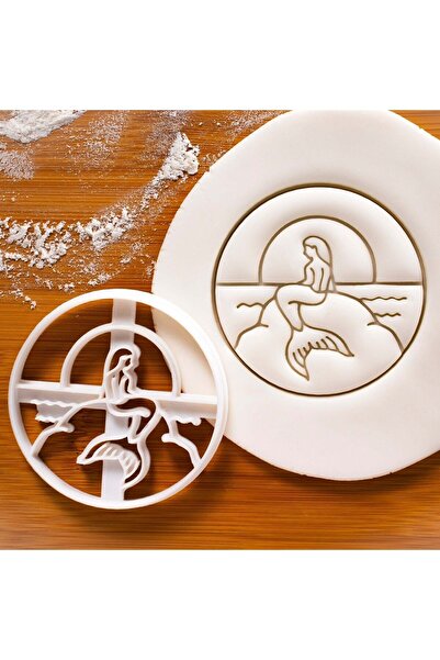 Hobist قالب كوكي بتصميم حورية البحر ذات المناظر الطبيعية الشمسية وقالب لب السكر