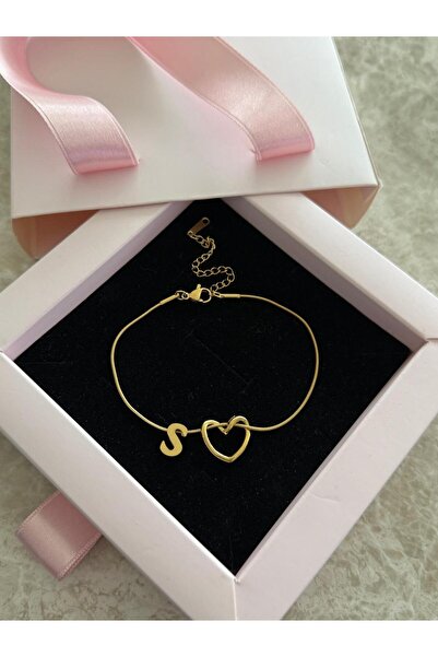 h&b design jewel Çelik Düğüm Kalpli S Harfli Bileklik