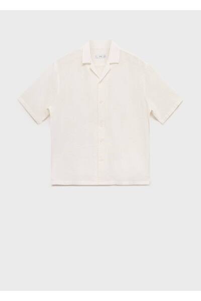 MANGO Man Seersucker Bowling Collar Shirt