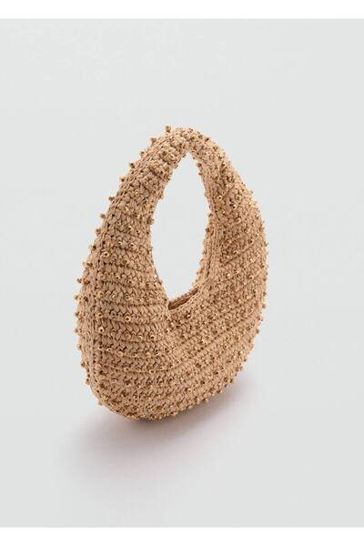 MANGO Woman Natural Fiber Bag with Beads