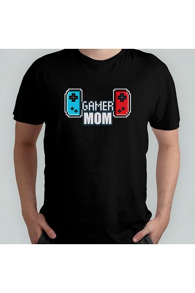 Pixxa Gamer Mom - Gamer Mom Unisex 100% βαμβακερό μπλουζάκι με λαιμόκοψη μοντέλο 1