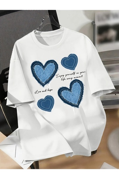 LAND MODA Μπλουζάκι με σχέδιο καρδιάς] Μπλουζάκι με σχέδιο καρδιάς, άνετο πολ...