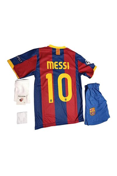 yenteks برشلونة. ليونيل ميسي موسم 2011 كلاريت ريد للأطفال لكرة القدم جيرسي 4 قطع