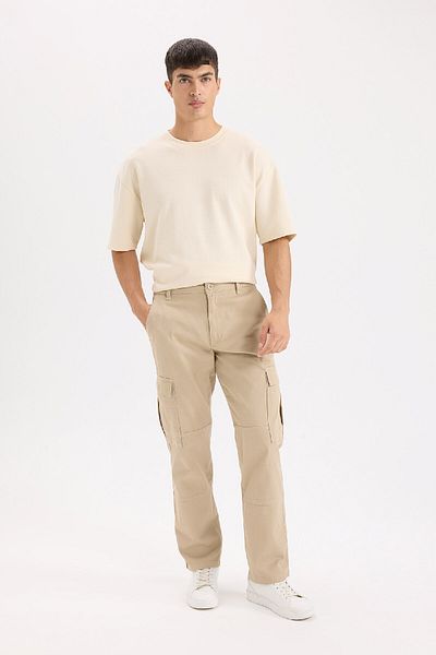 DeFacto Παντελόνι Gabardine Wide Leg Cargo Pocket ίσιο πόδι C9160ax24au