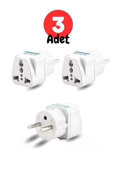 Derwell 3 Adet Türk'e Çevirici Priz Amerikan Fiş Amerikan Ingiliz Çin Fişini ...