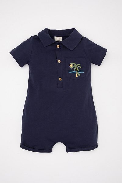 DeFacto Palm Print Short Sleeve Jumpsuit for Baby Boy - C5916A524SM