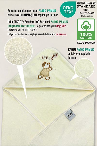 Ellaline Velvet Baby Towel Swaddle 100% Cotton Oeko-Tex Certified Soft Absorbent and Warm with Mouse Embroidery